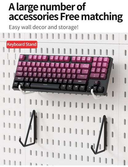 Kit de organización modular de pared con tablero perforado (Pegboard) para bricolaje – Paneles de almacenamiento colgantes sin taladro para cuartos de manualidades, oficina y organización del hogar