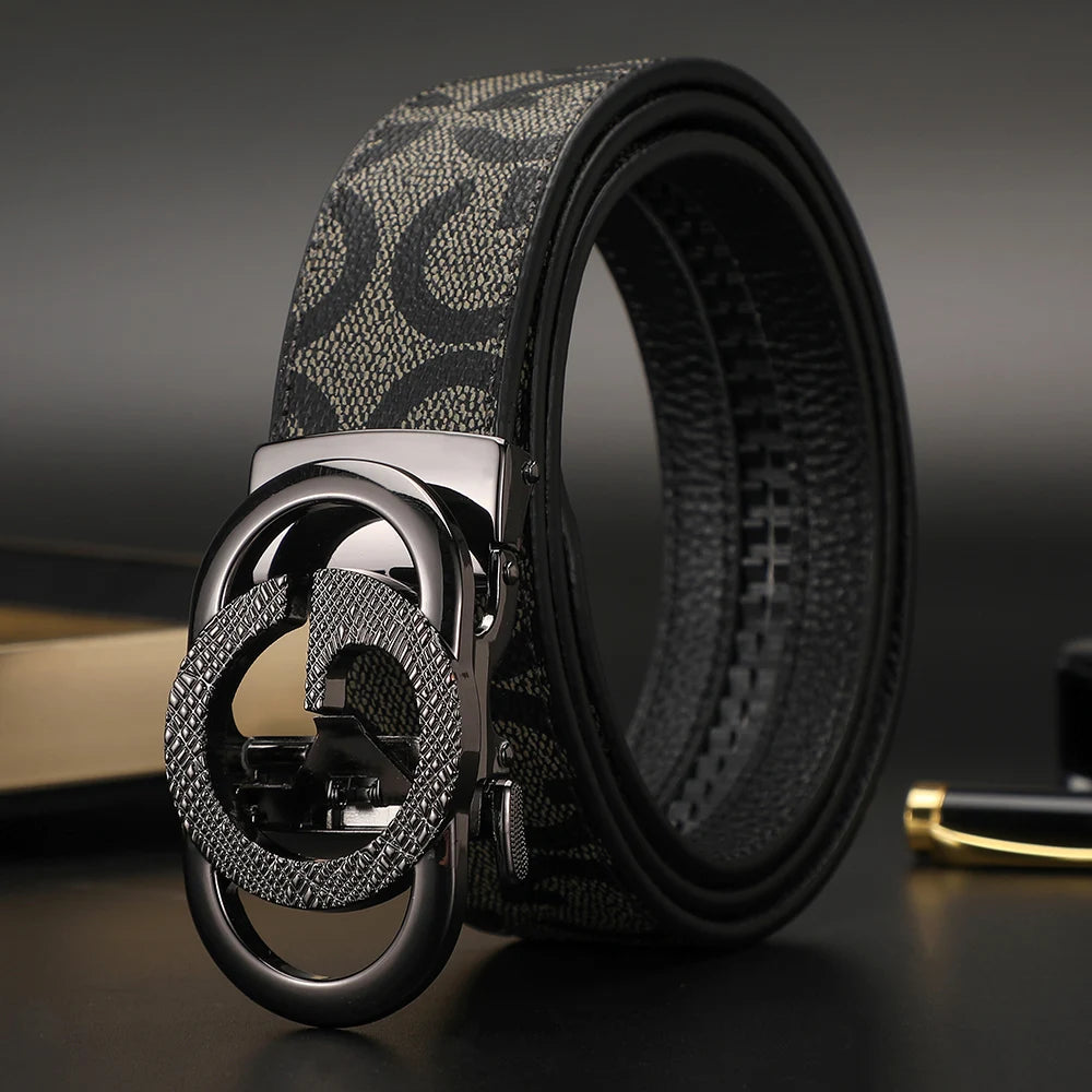 Men's Luxury-Style Canvas & Leather Belt – Automatic Buckle Designer-Style Waist Belt for Business, Jeans & Casual Everyday Wear