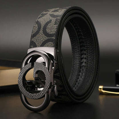 Men's Luxury-Style Canvas & Leather Belt – Automatic Buckle Designer-Style Waist Belt for Business, Jeans & Casual Everyday Wear
