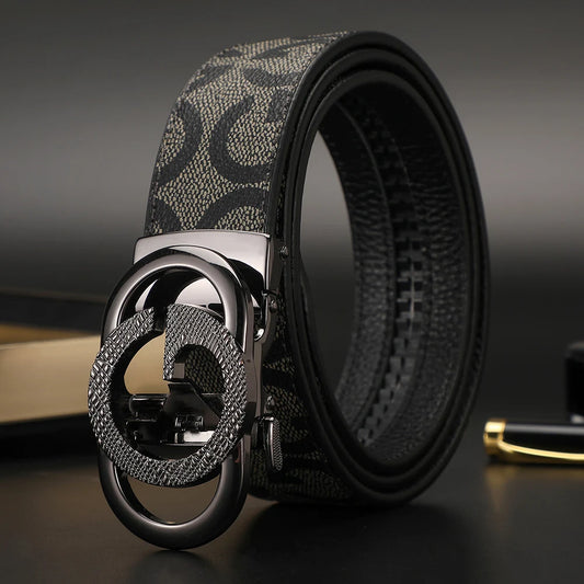 Men's Luxury-Style Canvas & Leather Belt – Automatic Buckle Designer-Style Waist Belt for Business, Jeans & Casual Everyday Wear