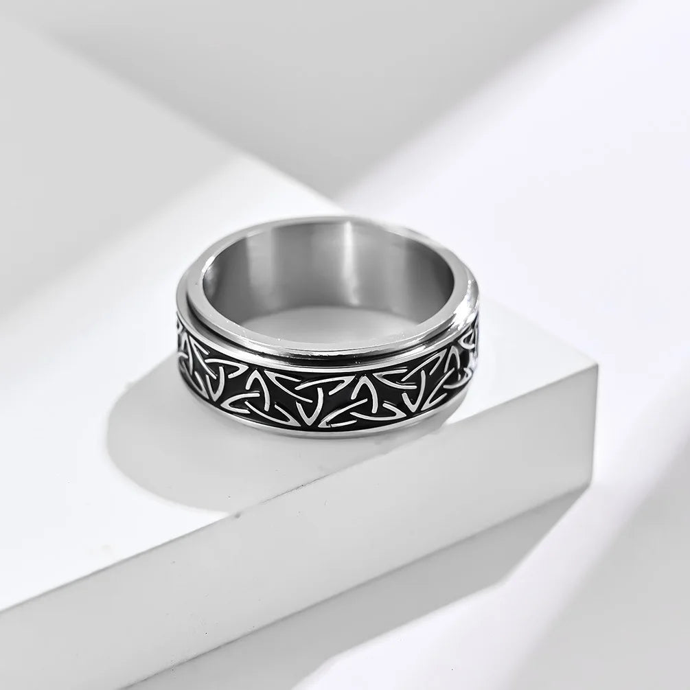 Viking Celtic Knot Rune Ring – Stainless Steel Rotating Spinner Ring for Men | Anti-Stress Anxiety Fidget Jewelry Gift