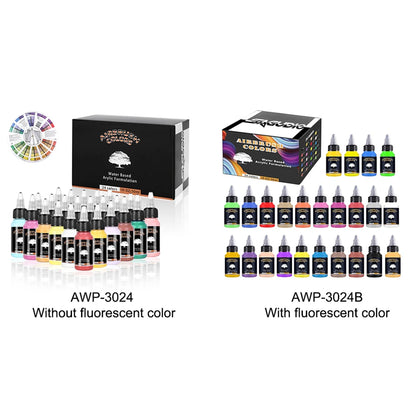 Airbrush Paint Set – 12/24 Colors Water-Based Acrylic Spray Paint (30ml) for DIY Nails, Model & Art Painting Kit