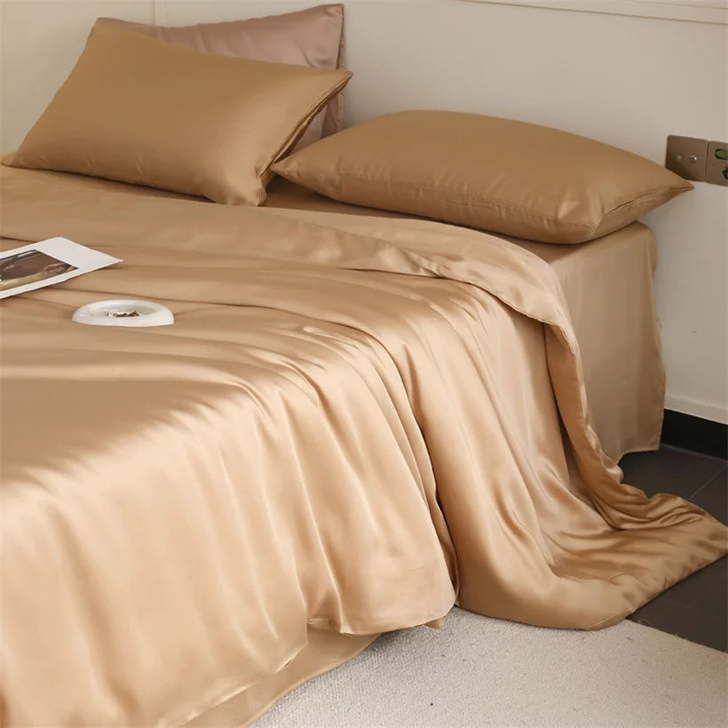 100% Mulberry Silk Bedding Set – Luxury Duvet Cover, Bed Sheet & Pillowcase Set