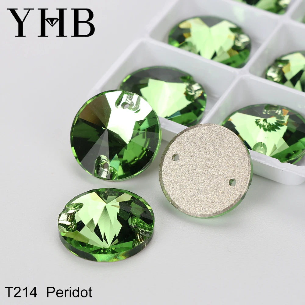 Strass à coudre YHB Crystal Rivoli – Pierres à coudre plates en verre pour vêtements, sacs et artisanat de bricolage