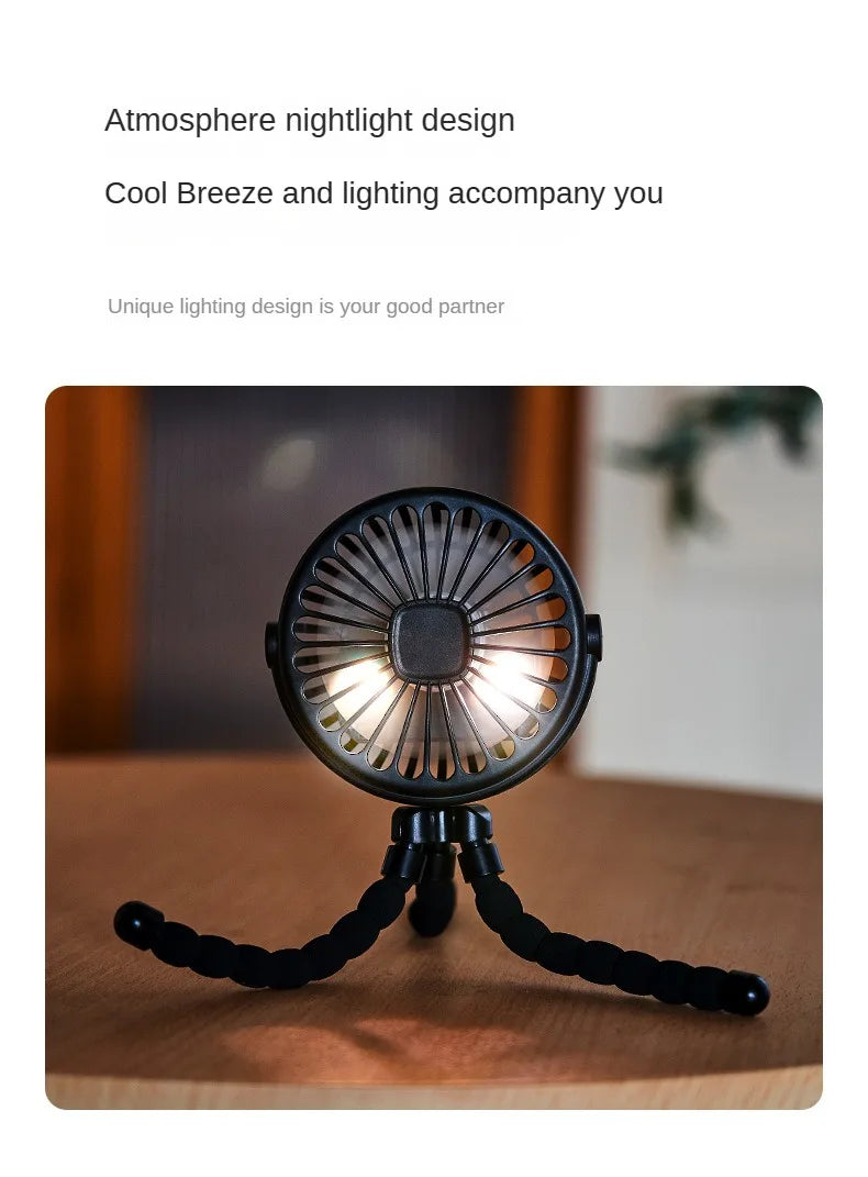 Ventilador portátil con clip para cochecito - Ventilador de refrigeración para bebés recargable por USB de 600 mAh con 3 velocidades para el hogar, viajes y actividades al aire libre