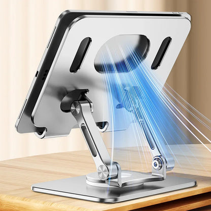360° Rotating Tablet Stand – Adjustable Foldable Aluminum Holder for iPad Pro, iPad Air, iPad Mini & Smartphones, Desktop Device Stand