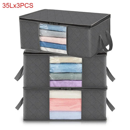 Bolsa de almacenamiento plegable de gran capacidad – Contenedor organizador de ropa y mantas para armarios, guardarropas y organización del hogar
