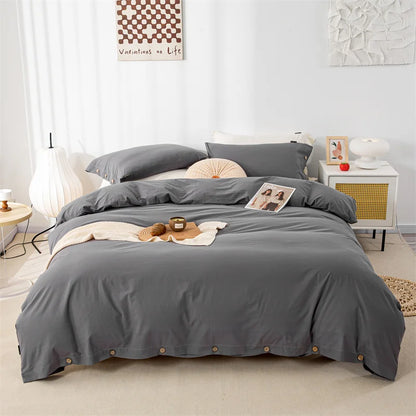3-Piece 100% Cotton Bedding Set – Duvet Cover & Pillowcase Set for Queen & King Beds