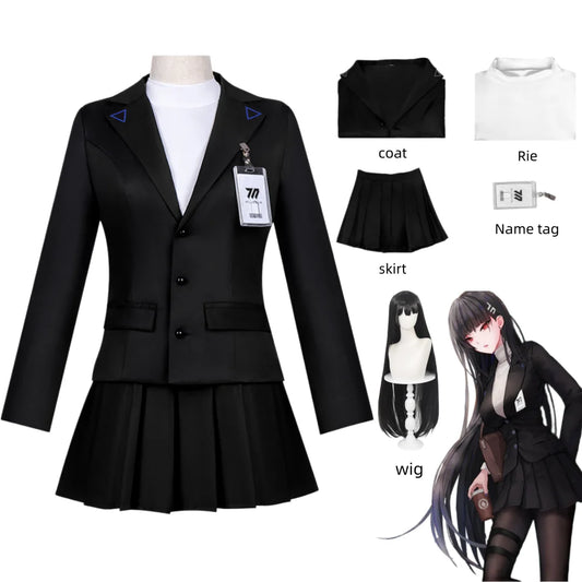 Costume Cosplay Bleu Uniforme Scolaire JK pour Femme – Veste, Jupe & Carte d'Identité