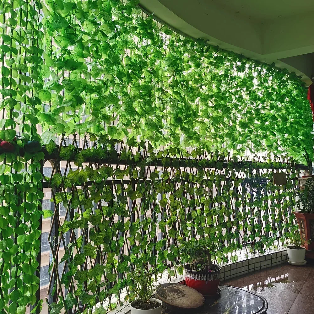 Artificial Ivy Vine Garland – Realistic Faux Green Leaf Rattan Creeper for Garden, Wedding Decor, Party Decorations, Hanging Plants & Home Decoration