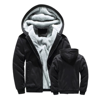 Men’s Thick Fleece Winter Jacket – Warm Zip-Up Hooded Coat, Long-Sleeve Casual Sportswear & Outdoor Outerwear