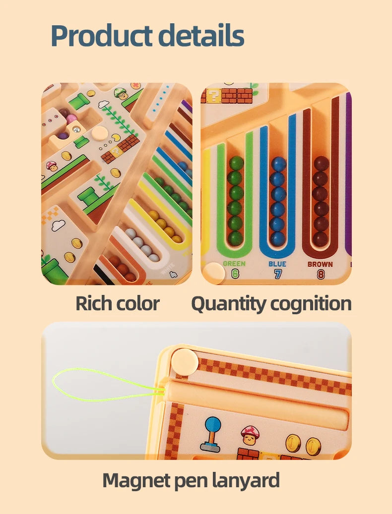 Labyrinthe Magnétique – Jeu Éducatif Avancé pour Enfants, Activité d'Apprentissage des Mathématiques et de Développement Cognitif, Entraînement de l'Intelligence Visuelle, Casse-tête Manuel