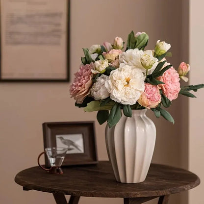 Bouquet de pivoines artificielles – Composition florale artificielle pour la décoration de la maison, du salon et de la table
