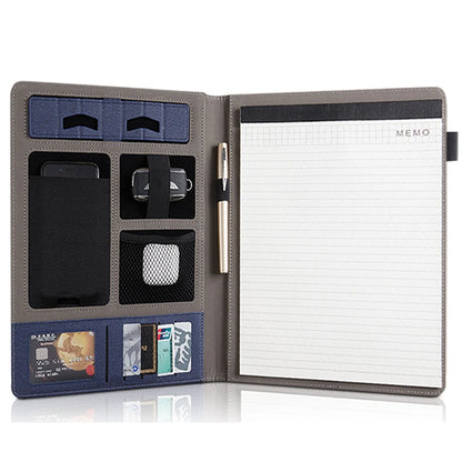 A4 PU Leather Padfolio Folder – Multifunction Document Holder & Business Portfolio Organizer for Men & Women