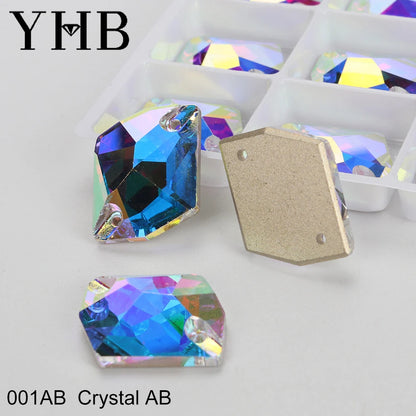 Strass à coudre YHB Cosmic AB Moonlight – Pierres plates en cristal de verre pour la décoration de vêtements et de sacs