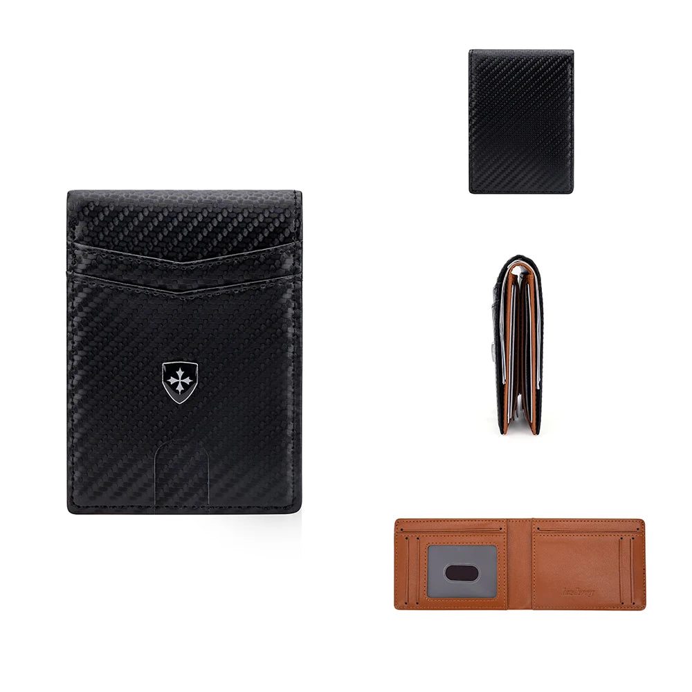 Billetera Delgada de Cuero para Hombre con Clip para Billetes RFID Bloqueo Bolsillo Frontal Tarjetero Bifold