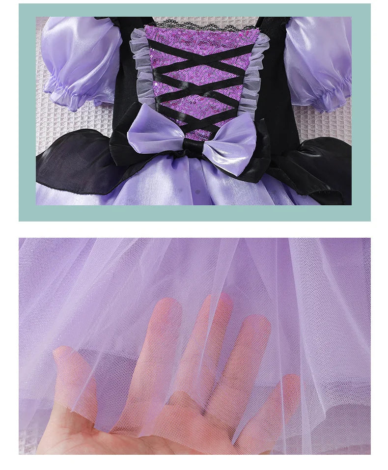 2026 Gothic Lolita Witch Costume Dress – Japanese-Inspired Ruffle Bow Princess Dress for Halloween, Christmas & Parties