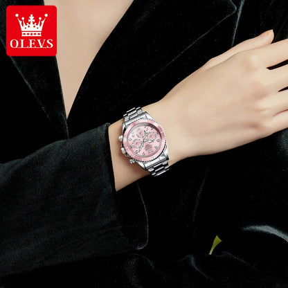 OLEVS Women’s Luxury Quartz Watch – Elegant Zircon-Style Dial, Luminous Display, Date Function & Waterproof Design, Gift for Her