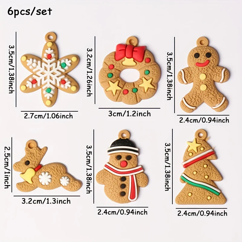 6/12PCS Gingerbread Man Christmas Pendants – DIY Xmas Tree & Gift Box Decorations for Holiday Scenes, New Year Gifts & Party Supplies