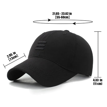 4-Color Soft Cotton Baseball Cap – Unisex Snapback Dad Hat with Three-Bar Design for Men & Women, Casual Outdoor Sports