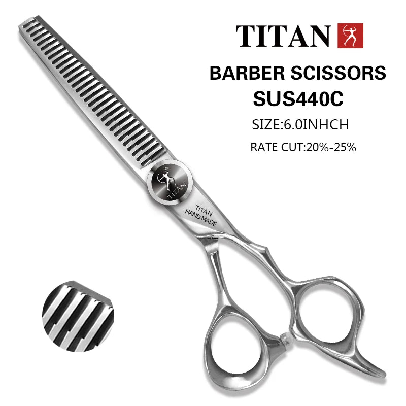 TITAN Kit de Ciseaux Professionnels de Coiffure – Ciseaux de Coupe et d'Effilage pour Barbiers, Ciseaux de Salon en Acier Japonais 440C 5.5/6.0/6.5/7.0 Pouces pour Coiffeurs et Barbiers