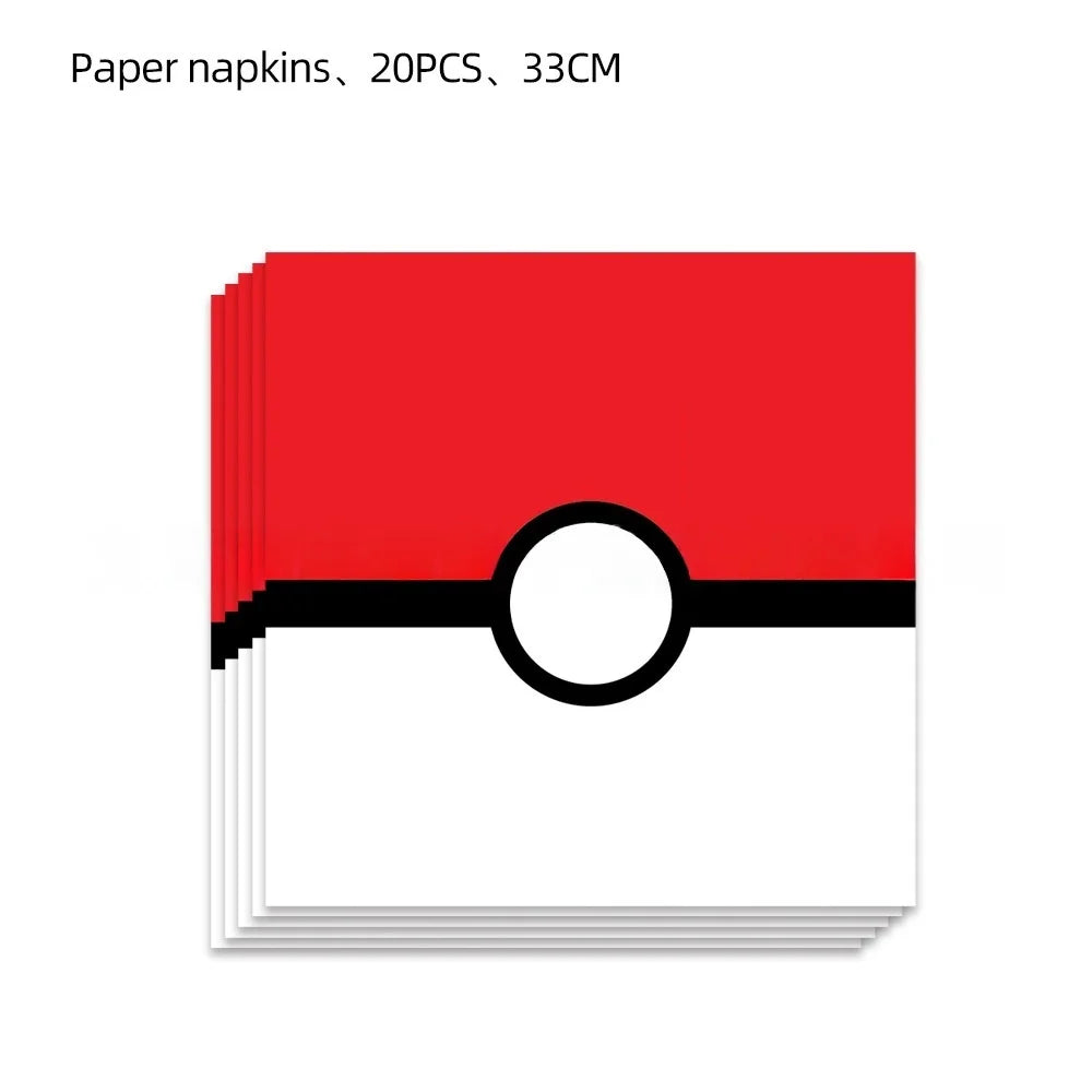 Pokémon Pokéball Birthday Decorations Tableware Set – Paper Plates, Cups & Napkins Party Supplies for Kids, Girls & Boys Birthday Celebration