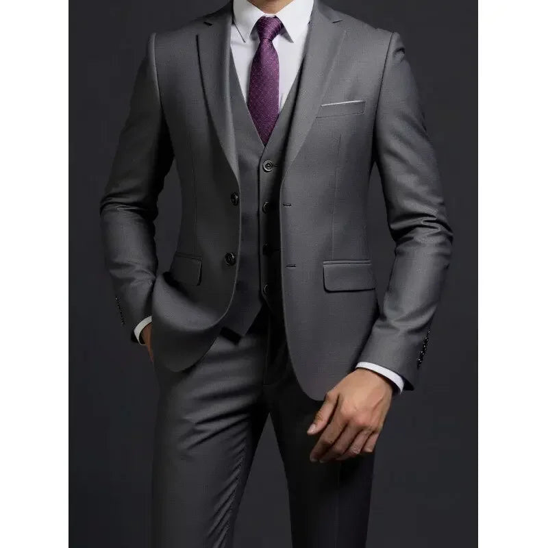 Conjunto de traje de 3 piezas para hombre – Blazer, chaleco y pantalón estilo británico, elegante traje formal de negocios o boda para hombre