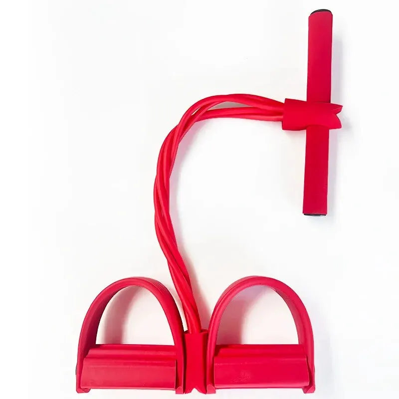 Entrenador de resistencia de pedales de 4 tubos – Cuerda de tensión elástica multifuncional para yoga, entrenamiento de fuerza abdominal, fitness en casa y entrenamiento de cuerpo completo