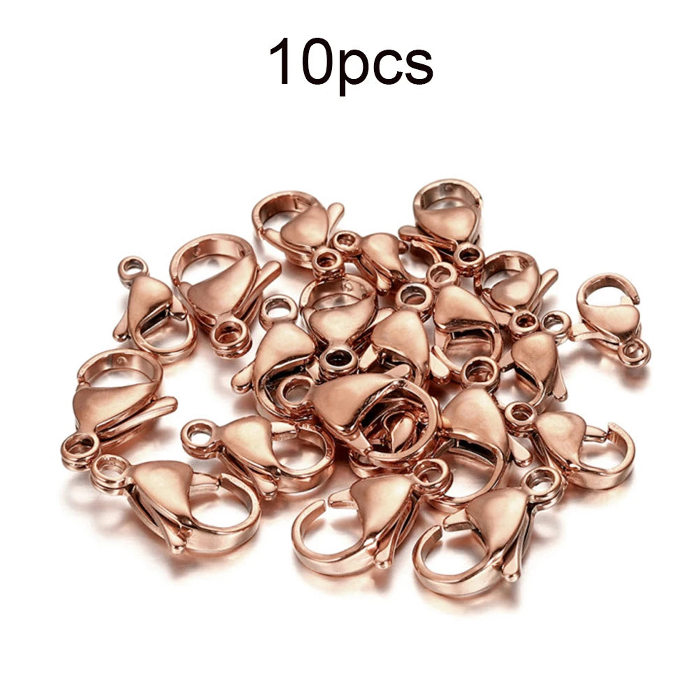 10–30 Broches de Langosta de Acero Inoxidable Chapado en Oro – Broches de Pinza para Pulseras, Collares y Suministros para Hacer Joyas DIY