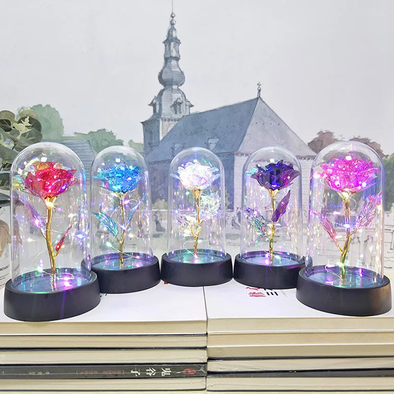 Eternal Rose LED Light in Glass Dome – Romantic Valentine’s Day Gift for Girlfriend | Forever Flower Decoration for Wedding, Mother’s Day & Bridesmaid Gifts