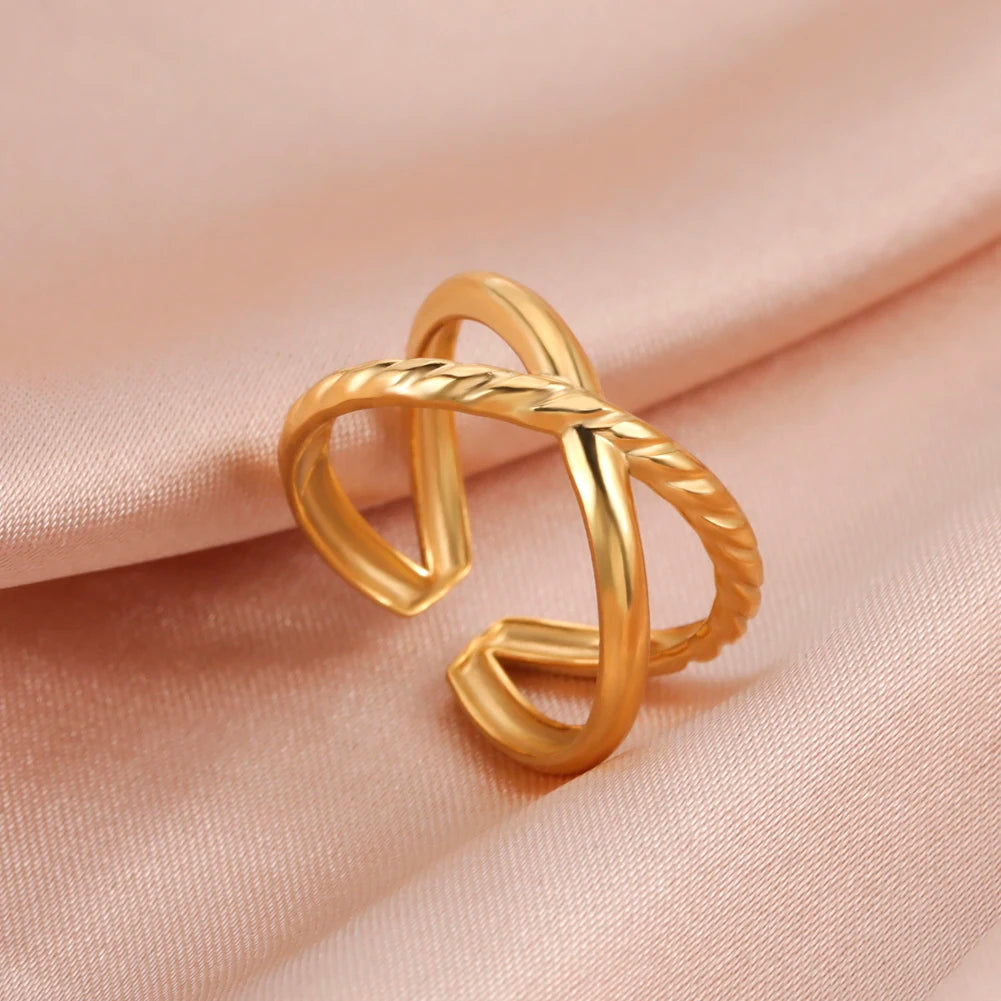 Bague Skyrim en acier inoxydable cœur géométrique pour femme, réglable, ouverte, pour fête, esthétique