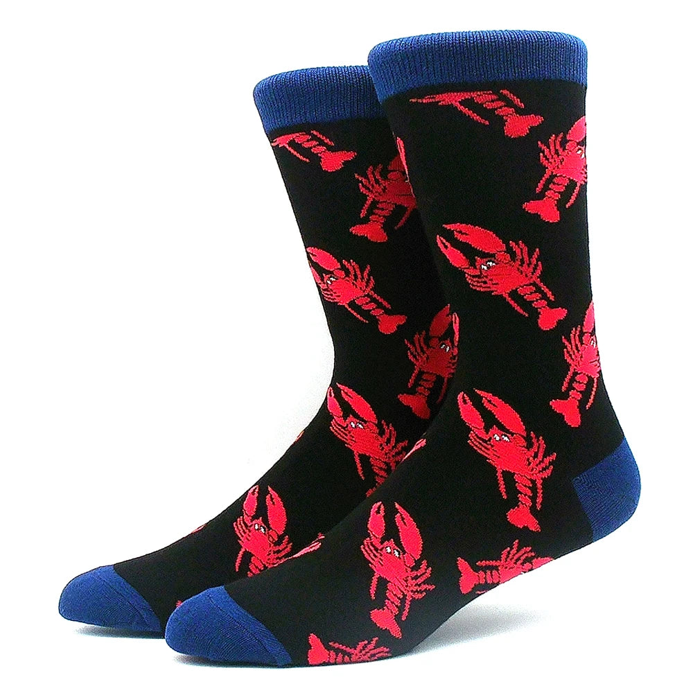 Funny Colorful Hip Hop Socks – Combed Cotton Animal, Astronaut & Geometric Print Socks for Men & Women, Business Dress Wear
