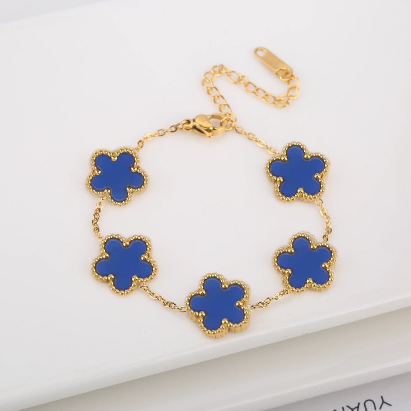 Stainless Steel Five Leaf Flower Clover Bracelet for Women Girls Adjustable Laser Petal Classic Brand Jewelry Gift