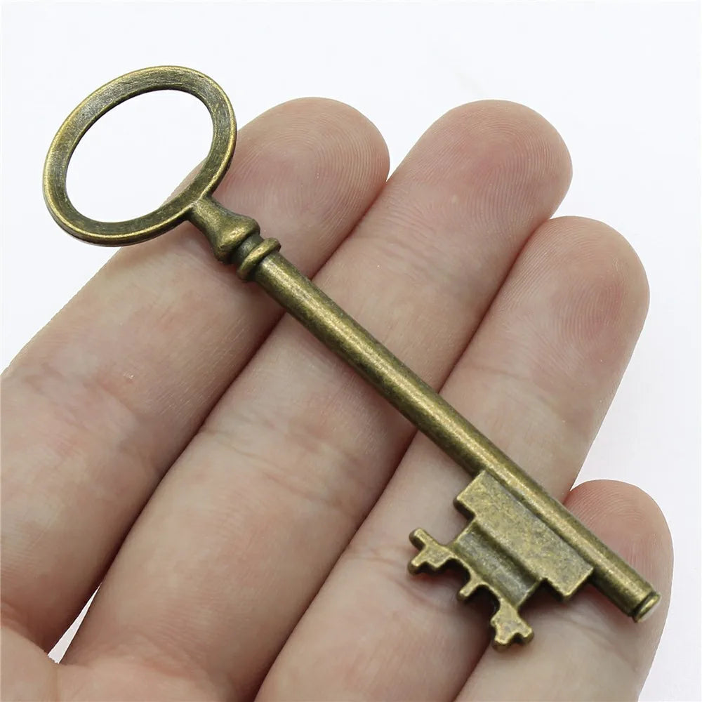2 pendentifs clé de grande taille – Breloques de style tibétain pour la création de bijoux, fournitures artisanales pour colliers, bracelets et accessoires