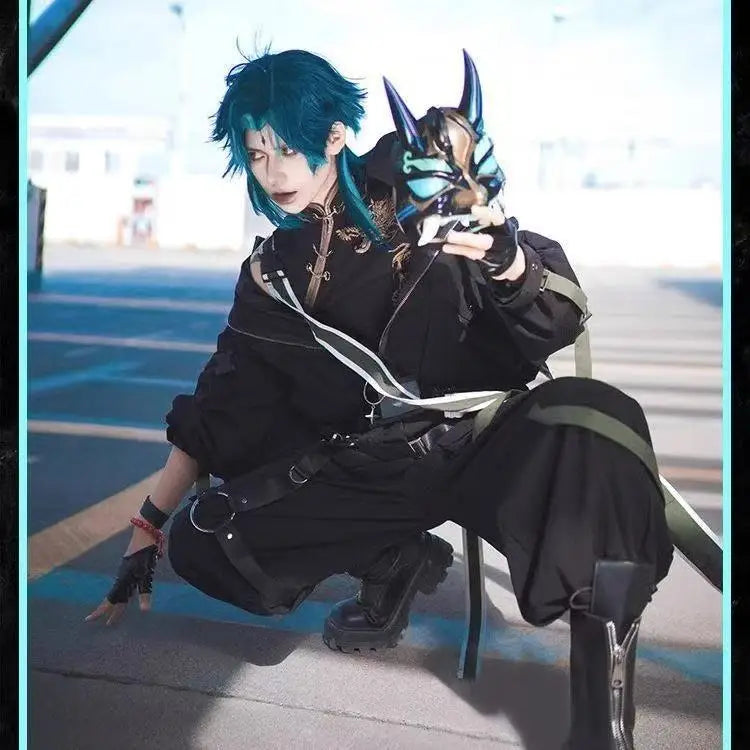 Xiao Inspired Dark Dharma Protector Cosplay Costume – Anime Game Demon Subduing Roleplay Suit for Halloween & Events