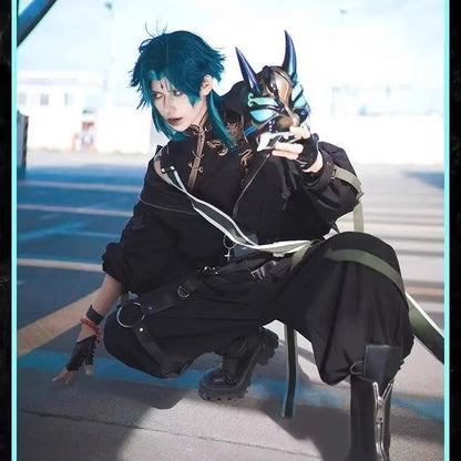 Xiao Inspired Dark Dharma Protector Cosplay Costume – Anime Game Demon Subduing Roleplay Suit for Halloween & Events