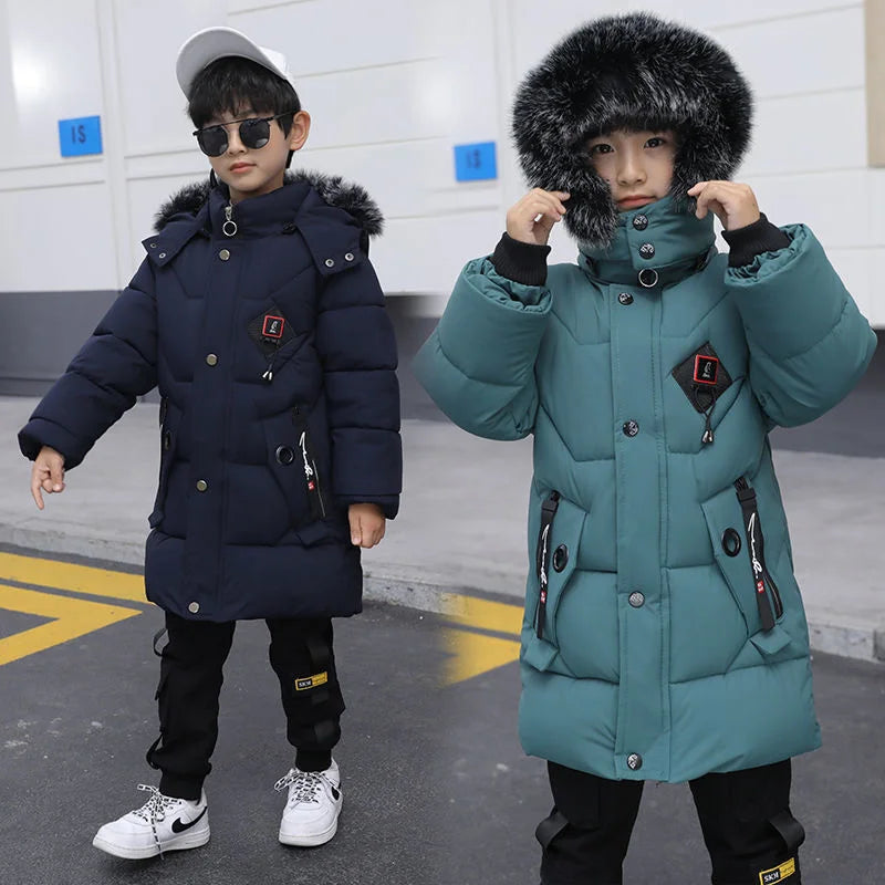 2026 Kids Winter Jacket, Thick Cotton-Padded Hooded Coat for Toddler Boys and Teens, Warm Down-Style Parka for Children