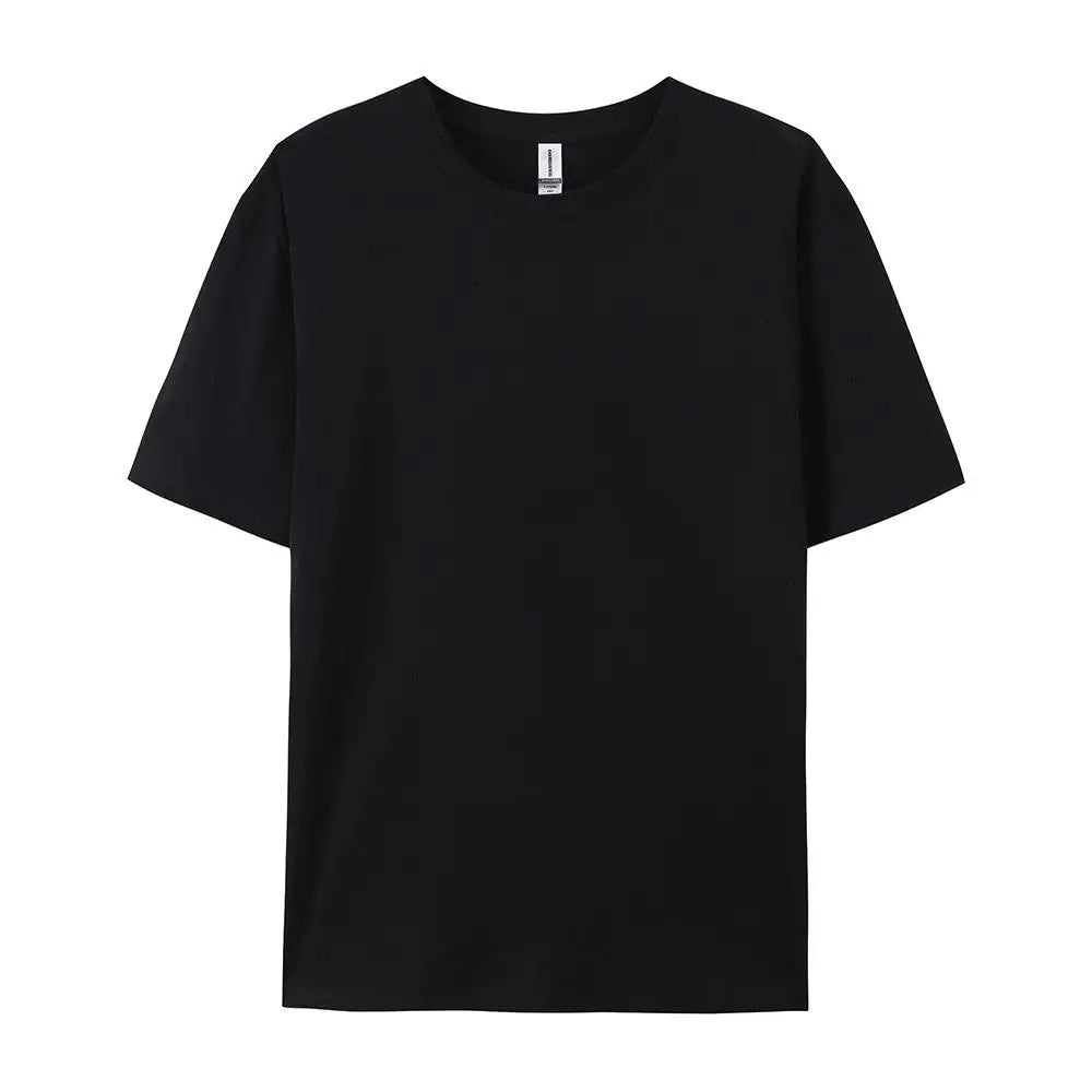 T-shirt Solide 100% Coton Femme Manches Courtes Col Rond Ample Décontracté Sportif Été Haut Blanc Noir