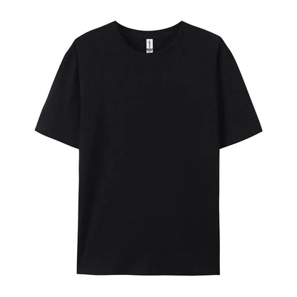 T-shirt Solide 100% Coton Femme Manches Courtes Col Rond Ample Décontracté Sportif Été Haut Blanc Noir