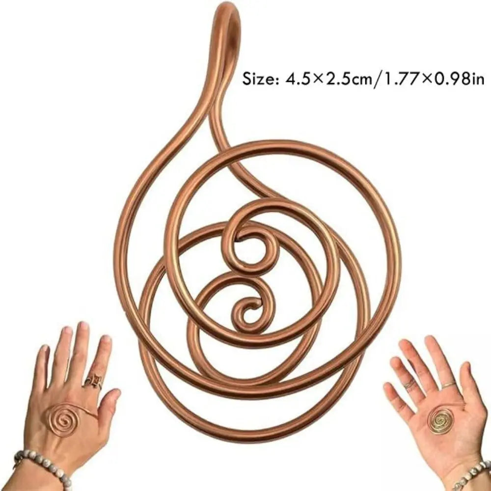 Adjustable Copper Palm Ring – Handmade Spiral Finger Cuff Ring for Meditation, Energy Healing & Boho Fashion Jewelry Accessory