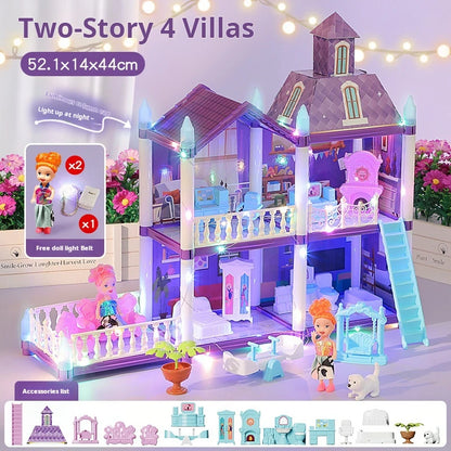 3D DIY Fantasy Princess Castle Villa Assembly Doll House Set – Creative Building Toys for Girls, Home Play & Kids 3D Educational Toy Kit