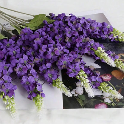 5 flores artificiales de jacinto – Tallos florales de imitación de ratán para decoración de sala de estar, celebraciones de boda, paredes de jardín, cajas de regalo y accesorios de bricolaje