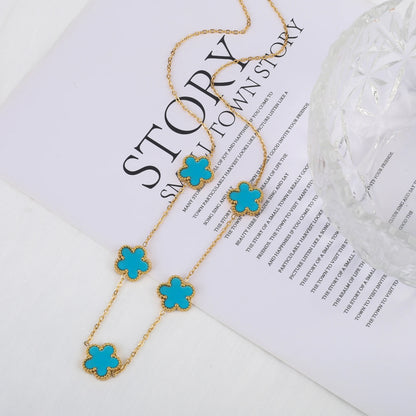 Stainless Steel Five Leaf Flower Clover Bracelet for Women Girls Adjustable Laser Petal Classic Brand Jewelry Gift