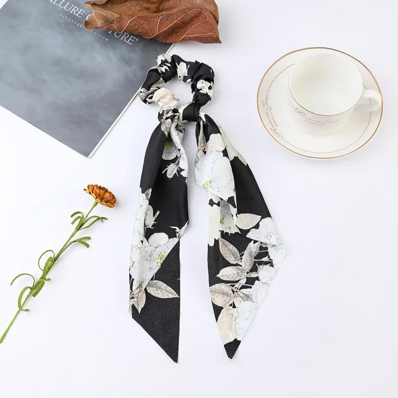 Korean Dots Scrunchie Hair Tie – Long Scarf Ponytail Elastic Hair Band for Women | Sweet Fashion Hair Accessories