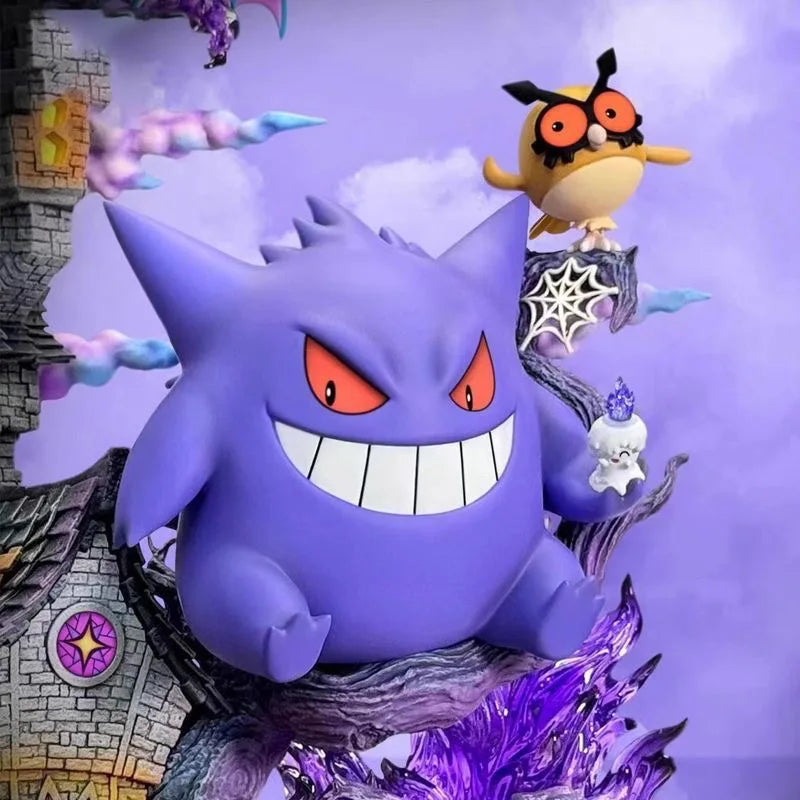 Lot de 3 figurines Pokémon Gengar Evolution de 32 cm – Grande statue anime de collection en PVC pour affichage sur bureau, collection et cadeaux