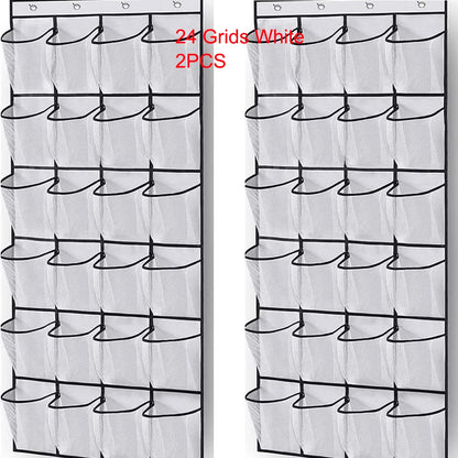 Over-the-Door Shoe Organizer - 12, 14 or 24 Pocket Hanging Shoe Storage with Large Mesh Pockets & 4 Hooks