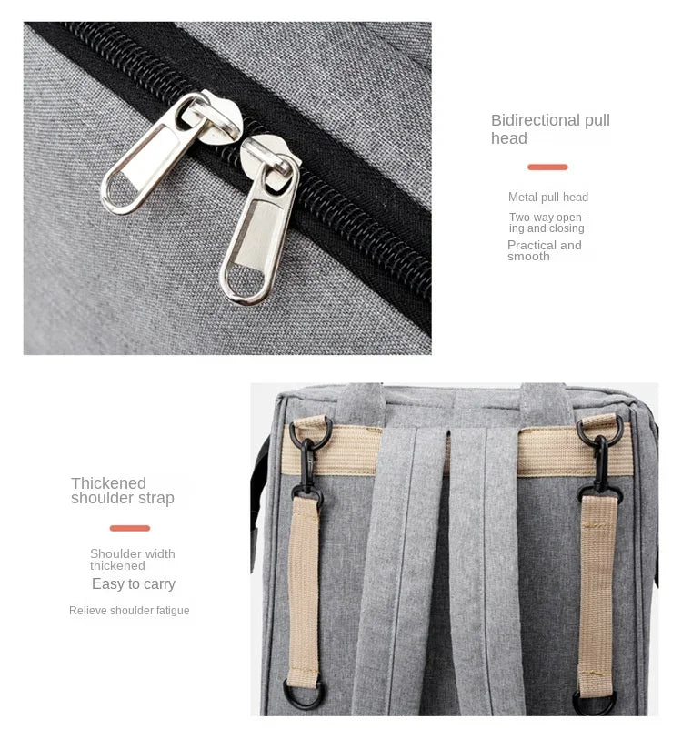 Sac à langer de grande capacité pour bébés avec matelas à langer – Sac à langer de maternité imperméable pour mamans avec rangement pour biberons et lit de bébé