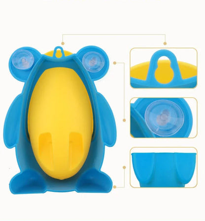 Urinoir d'apprentissage en forme de grenouille pour garçons – Entraîneur de toilettes pour tout-petings avec cible amusante, urinoir mural pour bébés et enfants