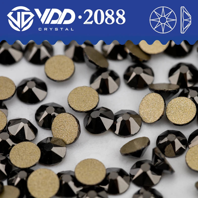 VDD 2088 Crystal Flower Nail Rhinestones – Non-Hotfix 8 Big & 8 Small Flatback Gems for Nail Art & DIY Decorations
