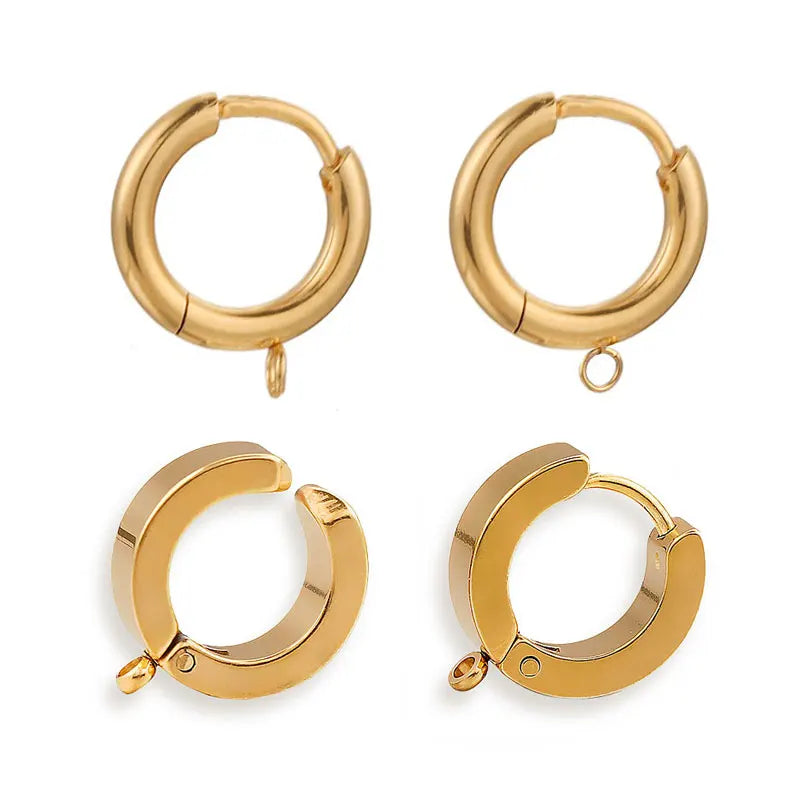 10-Piece Gold Stainless Steel Hoop Earring Hooks with Round Posts – DIY Earring Making Supplies & Jewelry Findings for Women